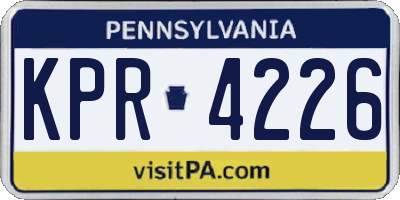 PA license plate KPR4226
