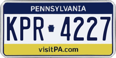 PA license plate KPR4227