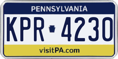 PA license plate KPR4230