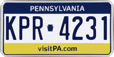 PA license plate KPR4231