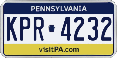 PA license plate KPR4232