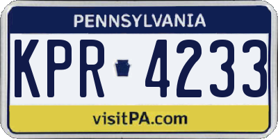 PA license plate KPR4233