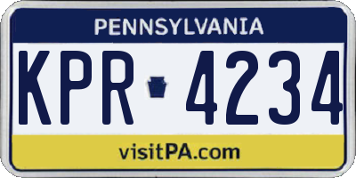 PA license plate KPR4234
