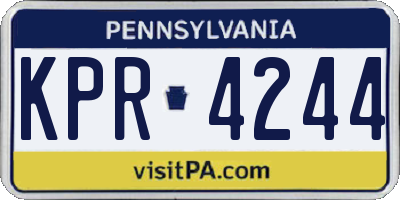 PA license plate KPR4244