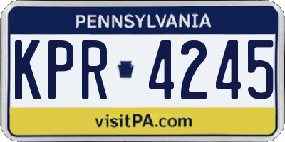 PA license plate KPR4245