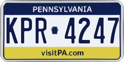 PA license plate KPR4247