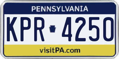 PA license plate KPR4250
