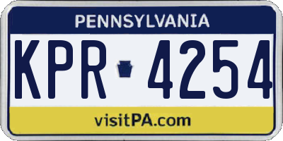 PA license plate KPR4254