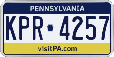 PA license plate KPR4257
