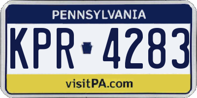 PA license plate KPR4283