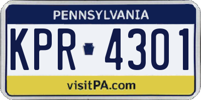PA license plate KPR4301