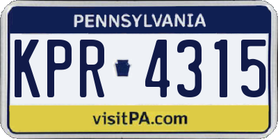 PA license plate KPR4315