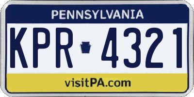 PA license plate KPR4321