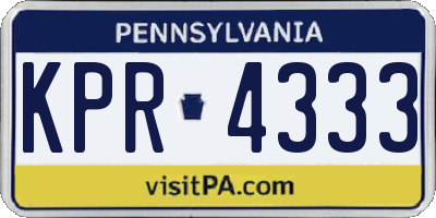 PA license plate KPR4333