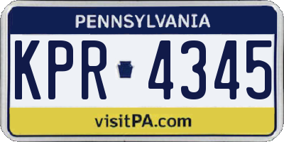 PA license plate KPR4345