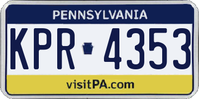 PA license plate KPR4353