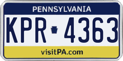 PA license plate KPR4363