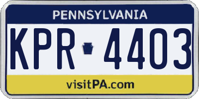 PA license plate KPR4403