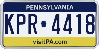 PA license plate KPR4418