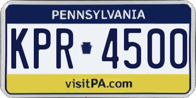PA license plate KPR4500
