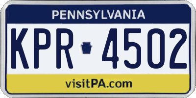 PA license plate KPR4502