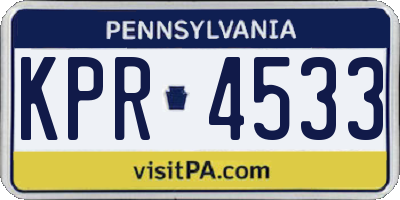 PA license plate KPR4533
