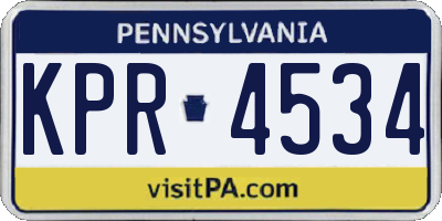 PA license plate KPR4534