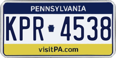 PA license plate KPR4538