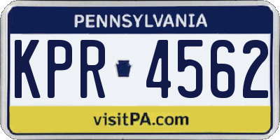PA license plate KPR4562