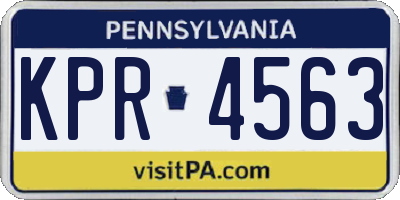 PA license plate KPR4563