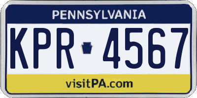 PA license plate KPR4567