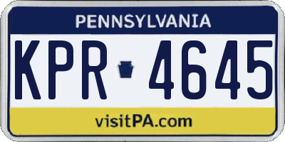 PA license plate KPR4645