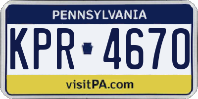 PA license plate KPR4670
