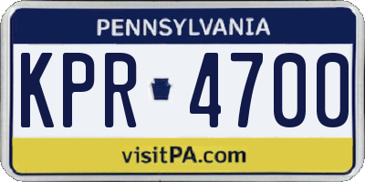 PA license plate KPR4700