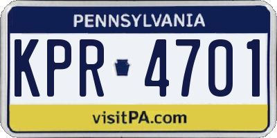 PA license plate KPR4701