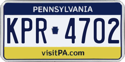 PA license plate KPR4702