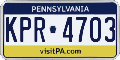 PA license plate KPR4703