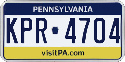 PA license plate KPR4704