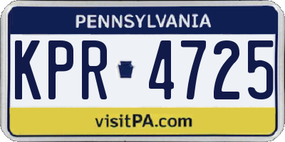 PA license plate KPR4725