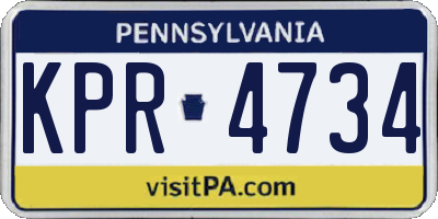 PA license plate KPR4734