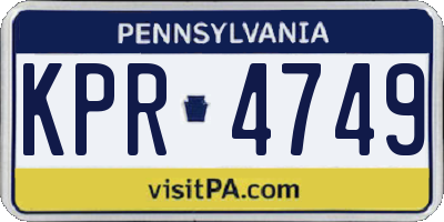 PA license plate KPR4749