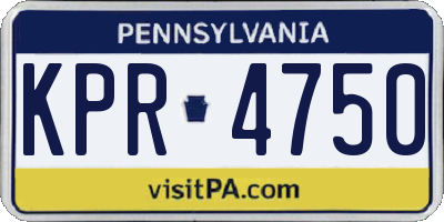 PA license plate KPR4750