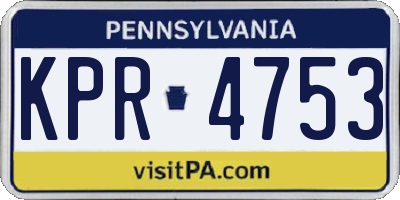 PA license plate KPR4753