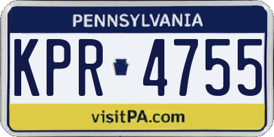 PA license plate KPR4755