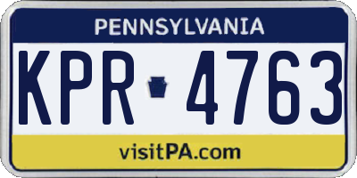 PA license plate KPR4763
