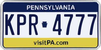PA license plate KPR4777