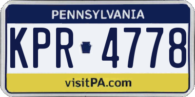 PA license plate KPR4778