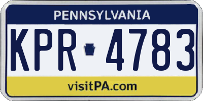PA license plate KPR4783