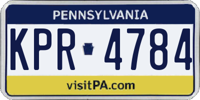PA license plate KPR4784