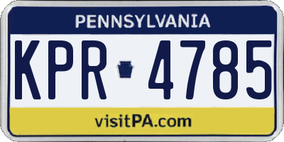 PA license plate KPR4785